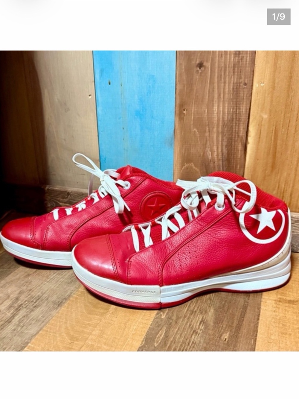 Converse All Star Red Leather Mid Sneakers – Men’s Size 10